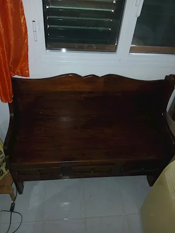 Panca rustica in legno massello con 3 cassetti