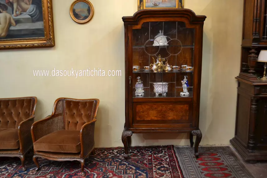 Antica cristalliera stile Chippendale primi del 900, in legno - Foto 1