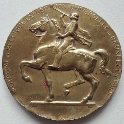 Medaglione di bronzo 1910 Esposizione internazionale di Brux