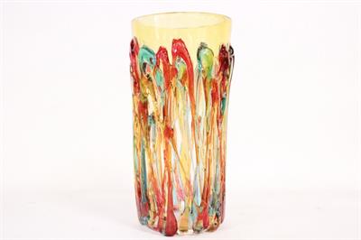 Vaso arancione in vetro di Murano originale firmato Cammozzo