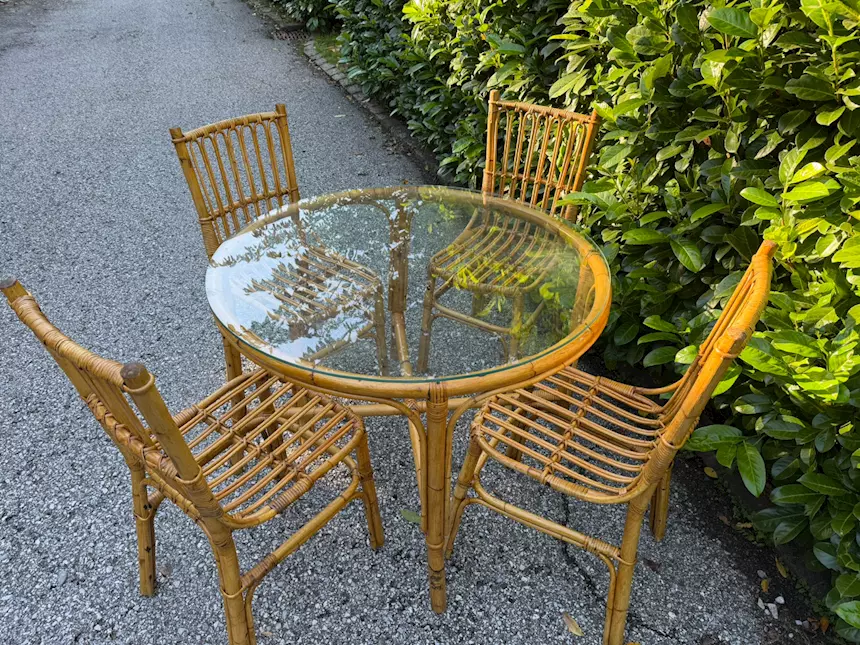 Tavolo rotondo Ø102cm in vero Bambù, tipo Vienna, in ottime condizioni - Foto 5