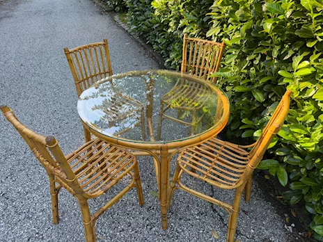 Tavolo rotondo Ø102cm in vero Bambù, tipo Vienna, in ottime condizioni - Anteprima 5