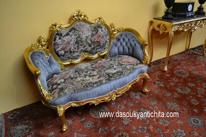 Divano sofà corbeille stile Luigi XV rococò, in legno - Foto 2