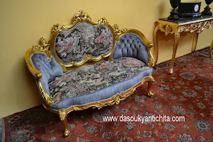 Divano sofà corbeille stile Luigi XV rococò, in legno - Foto 2
