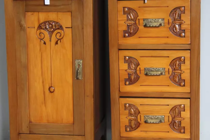 Antica Coppia di comodini credenzini Liberty 1930 - Foto 8