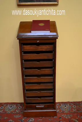 Schedario-classificatore stile inglese con leggio, in legno - Foto 4
