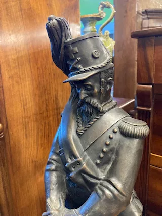 Antico bronzo militare artigliere Savoia XIX secolo