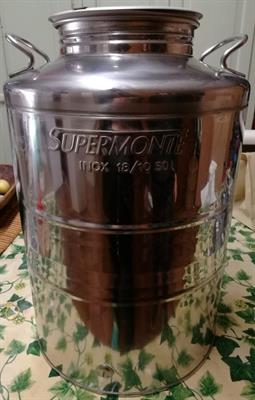 Bidone fusto per olio acciaio inox 18/10 da 50 litri