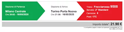 Frecciarossa 9588 del 16/05/2025 Milano - Torino