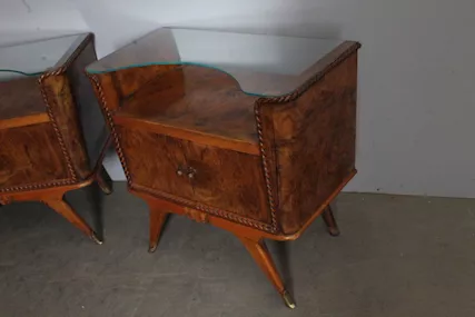 Antica Coppia comodini 1945 art deco noce. Milano . Top, in legno - Foto 2