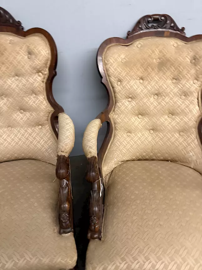 Antica coppia di poltrone da riposo, metà '800, 100x70 cm - Foto 10