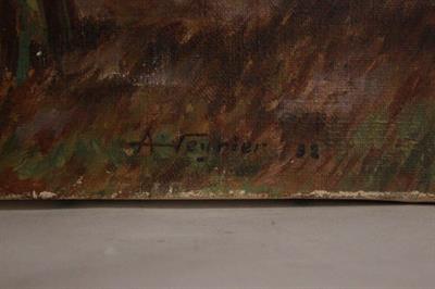 Quadro olio su tela alberi di betulla, con firma, colore prevalente - Foto 2