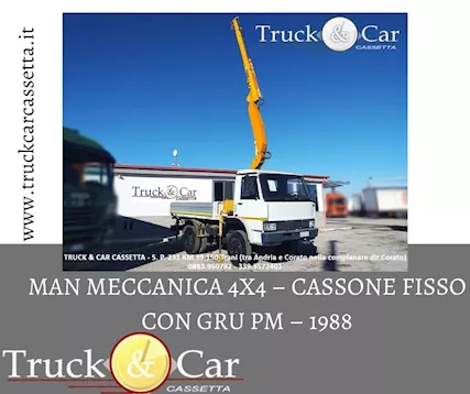 RIF.282 MAN MECCANICA 4X4 - 1988 - GRU PM E CASSONE FISSO