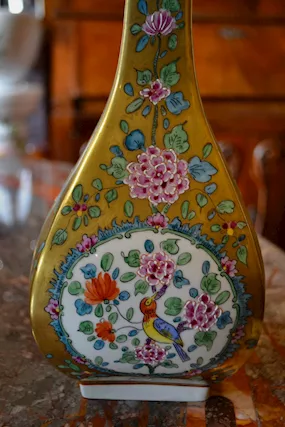 Vaso in porcellana policroma di Desdra del XX sec, ottimo stato - Foto 5