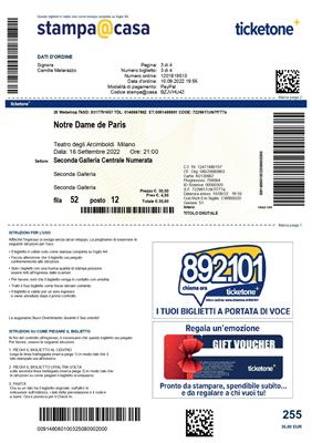 Biglietto di Notre Dame de Paris