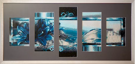 Quadro in diamond painting 5D intitolato Iris azzurro