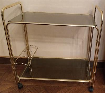 Carrello Portavivande e Bottiglie in Ottone, ottimo stato - Anteprima 1