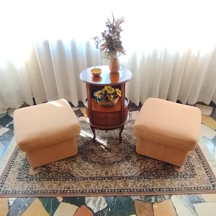 2 Pouf poggiapiedi cuscino sfoderabile imbottito, colore marrone - Foto 2