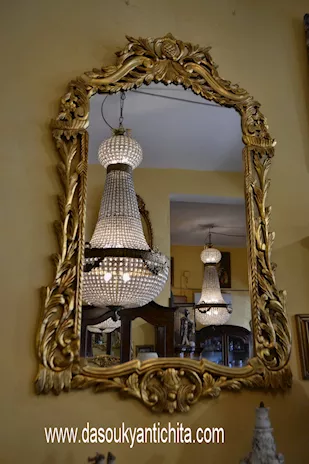 Specchiera dorata stile Barocco alta 169 cm.