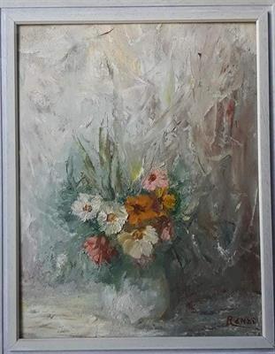 Dipinto VASO DI FIORI a firma RENZI, olio su tela - Foto 3