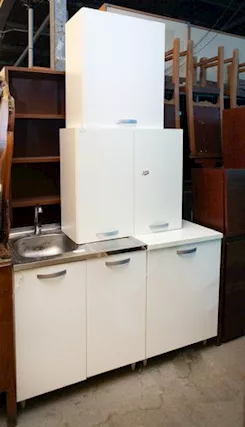 Unità Cucina Modulare Compatta Bianca con Lavello - 24342