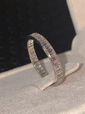 Anello fedina eternity platino diamanti baguette - Foto 4