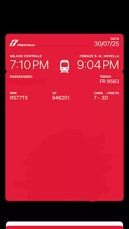 Biglietto Frecciarossa Milano Centrale-Firenze S. M. Novella