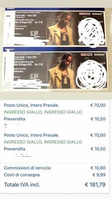 Due Biglietti Travis Scott Milano