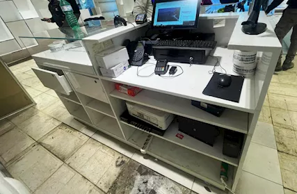 Banco cassa bianco con vetrina 4065