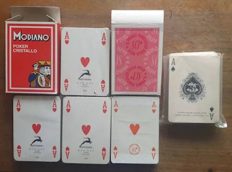 Lotto 5 mazzi carte poker Diadora Victoria Le Ore cristallo