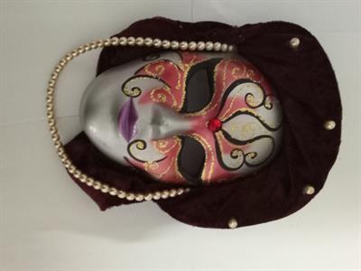 Maschera Veneziana da Donna in Gesso e Tessuto