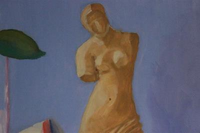 Quadro olio su tela con Vaso, scultura e libro - Foto 3