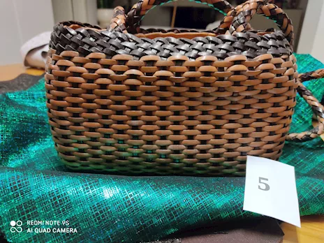 Cestini intrecciati in vera pelle - Anteprima 6