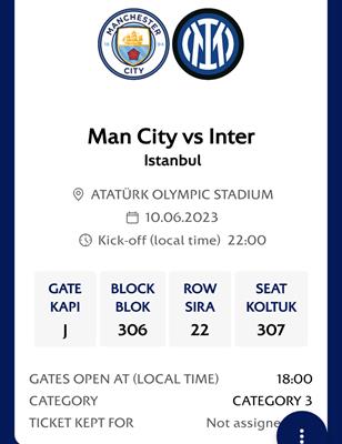 BIGLIETTO INTER MANCHESTER CITY - FINALE