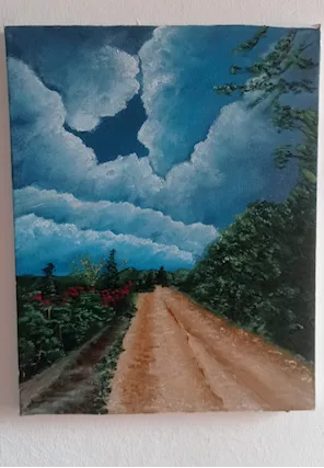 Quadro strada di campagna olio su tela