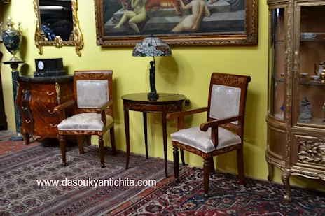 Sei sedie-poltrone stile olandese in tessuto chiaro - Foto 6