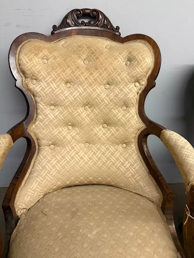 Antica coppia di poltrone da riposo, metà '800, 100x70 cm - Foto 3