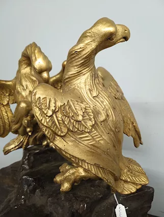 Antiche sculture con aquile dorate su base laccata, '600, ottimo stato - Foto 5
