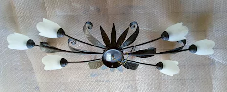 Lampadario grande 6 luci da soffitto o muro in metallo battuto