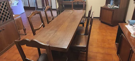 Tavolo Fratino in Massello Noce Apribile + 6 sedie