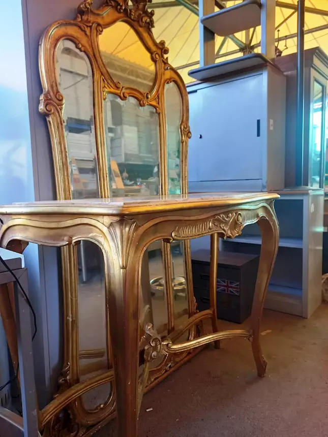 Consolle in legno barocco con specchiera - 24862