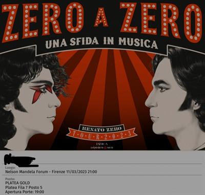 Renato Zero Firenze 11 marzo platea gold