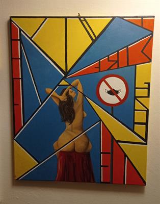 Quadro nudo femminile astratto geometrico
