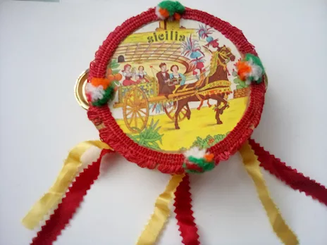 Antico tamburello siciliano d'epoca
