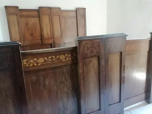 Arte decò letto matrimoniale noce intarsio