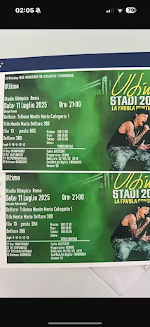 Scambio due biglietti tribuna monte Mario settore 3BD
