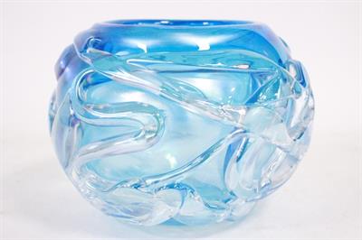 Vaso a sfera in vetro di Murano azzurro firmato Costantini, peso 5 kg - Foto 6
