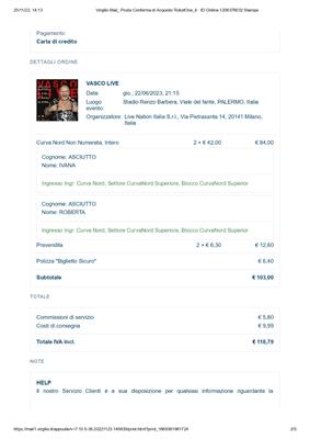 Vasco Live Data: 22/06 Palermo.