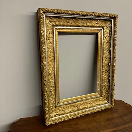 Antica cornice foglia oro e argento XIX sec . Mis 69 x 54.