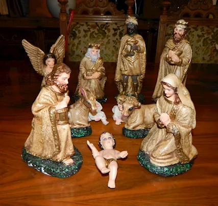 Statue in gesso natività 11 personaggi 24 cm